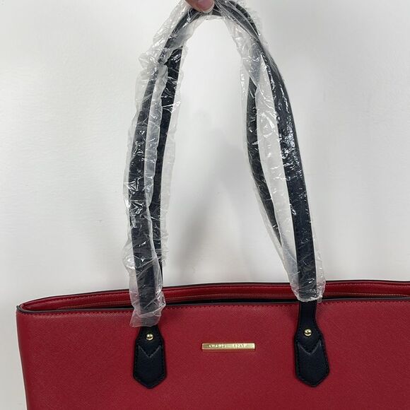 NWT Amazon Faux Leather Red and Black Women's Tote Bag Set - Picture 2 of 10